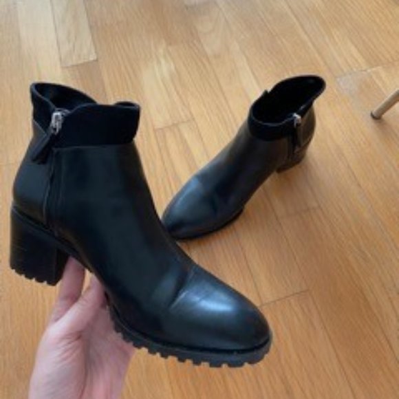 Booties, Zara Shoes, Combat Boot, Rain, Leather - Picture 2 of 2